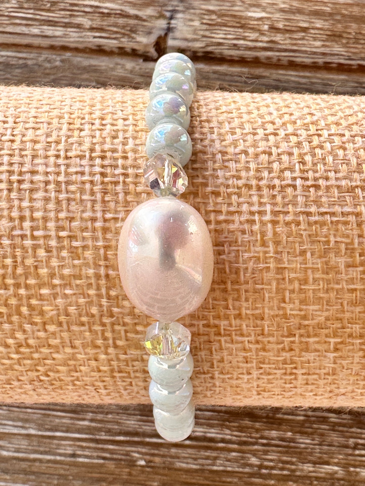 Pastel Blue Ceramic and Mother of Pearl Bracelet