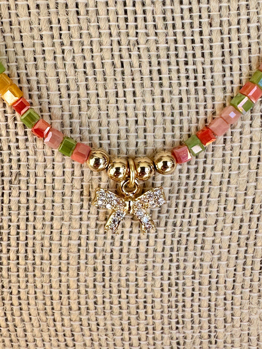 Delicate Autumn Bow Necklace