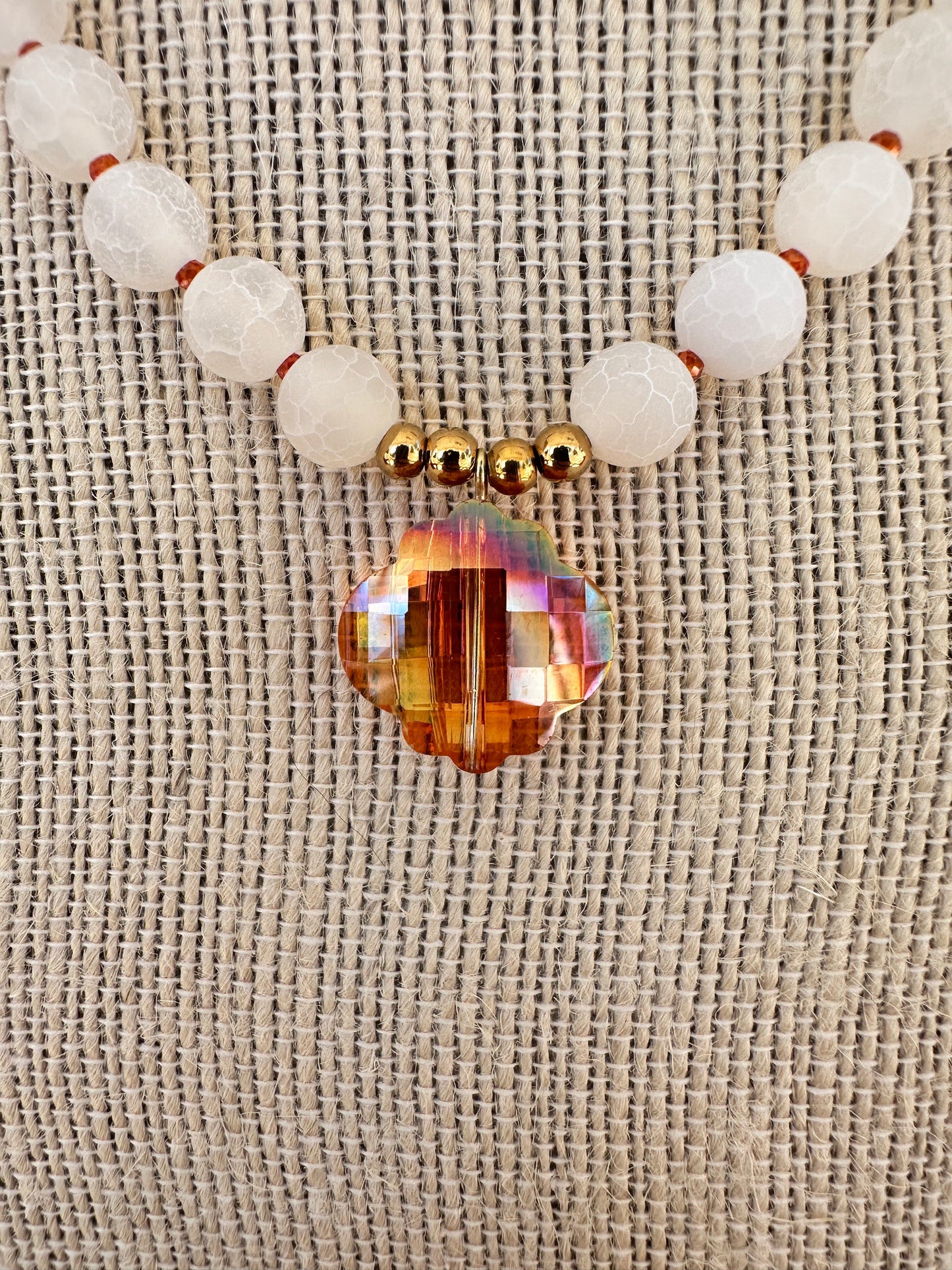 Burnt Orange and White Necklace