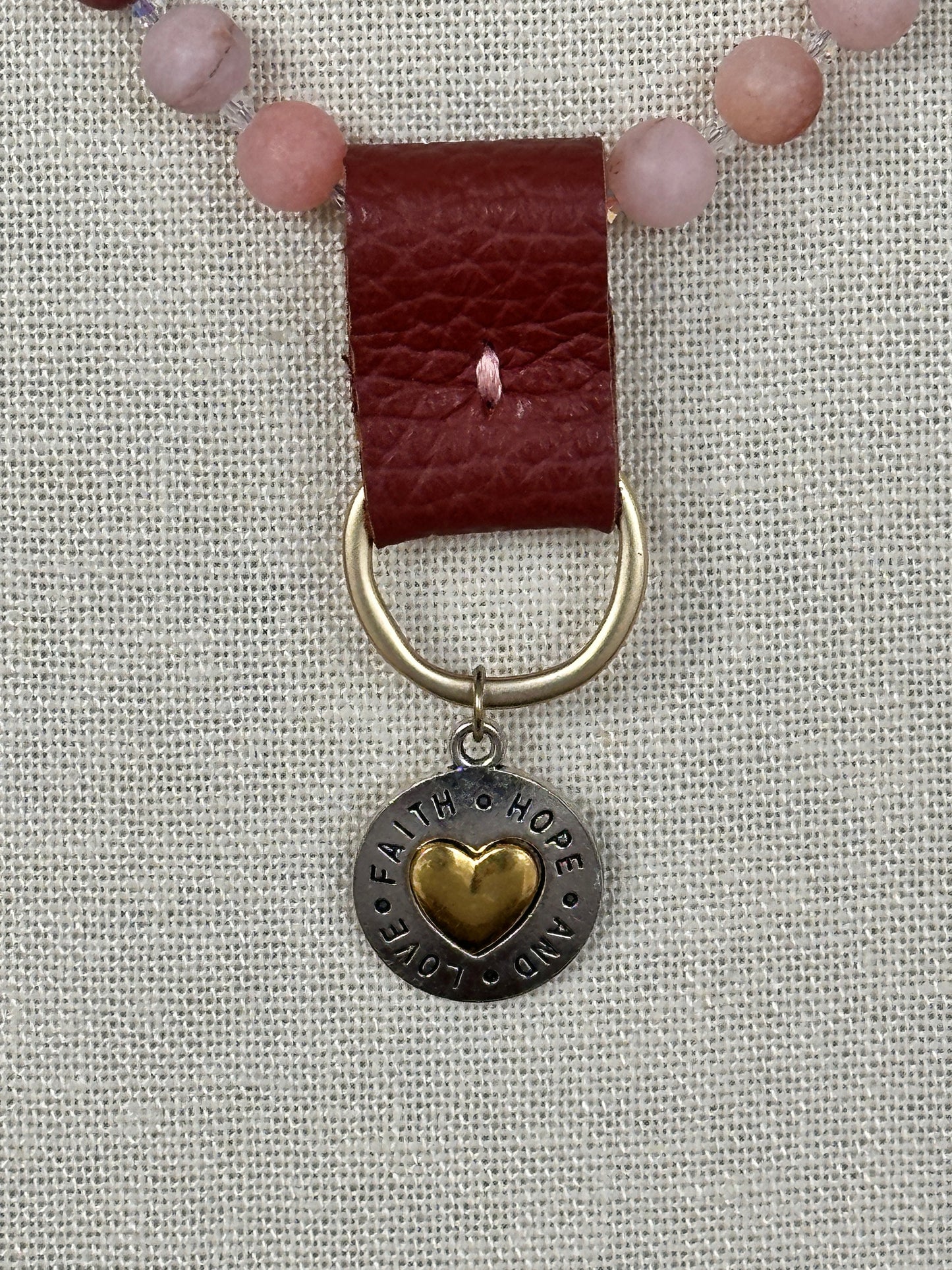 Faith Hope Love Leather Pendant Necklace