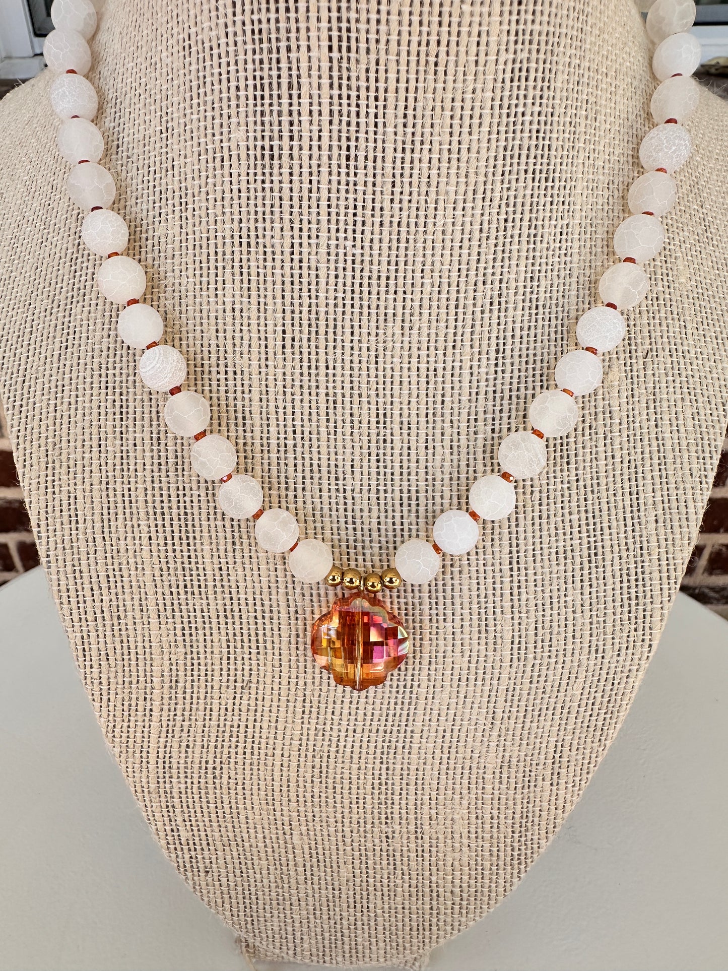 Burnt Orange and White Necklace