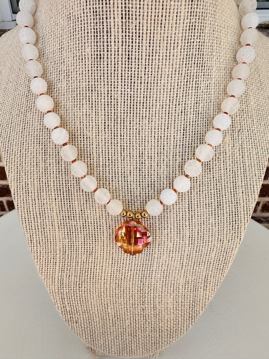 Burnt Orange and White Necklace