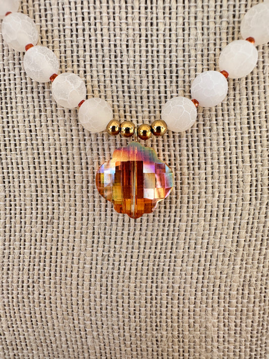 Burnt Orange and White Necklace