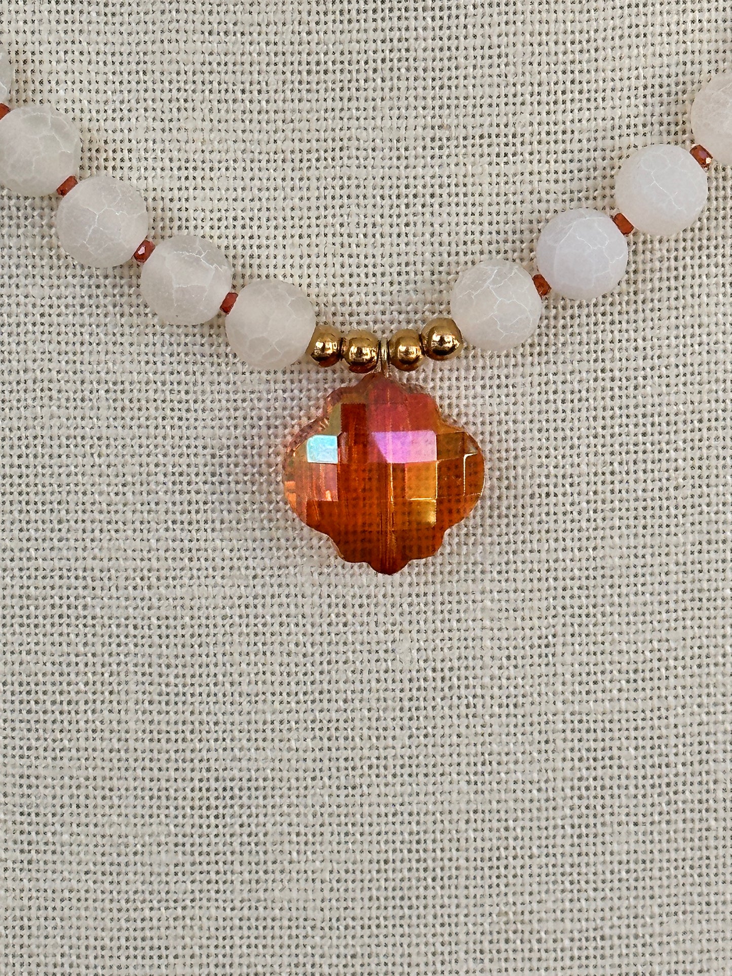 Burnt Orange and White Necklace