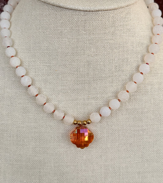 Burnt Orange and White Necklace