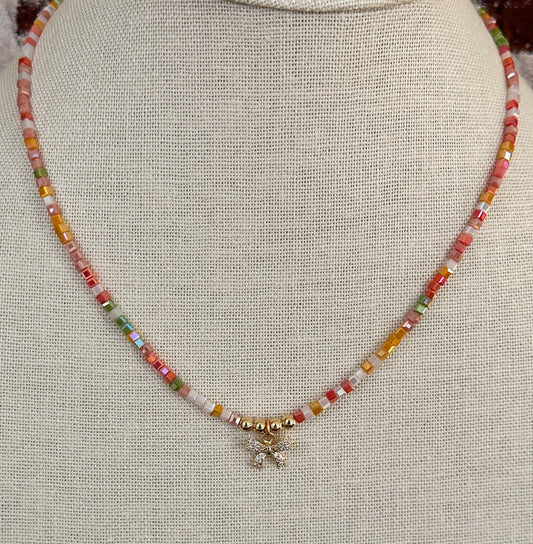 Delicate Autumn Bow Necklace