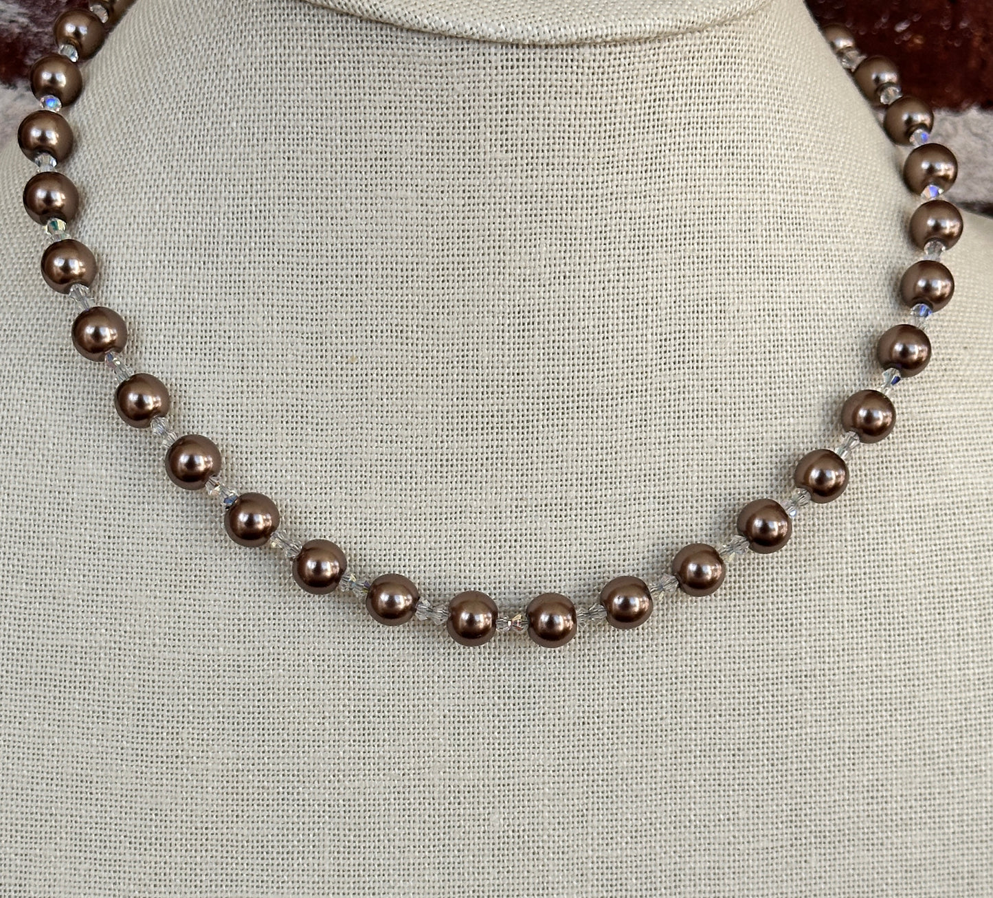 Cocoa Crystal Pearl Necklace