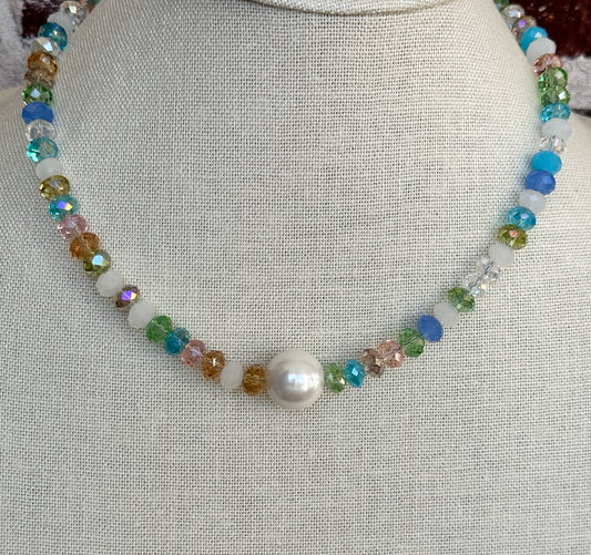 Crystal Mix Pearl Necklace