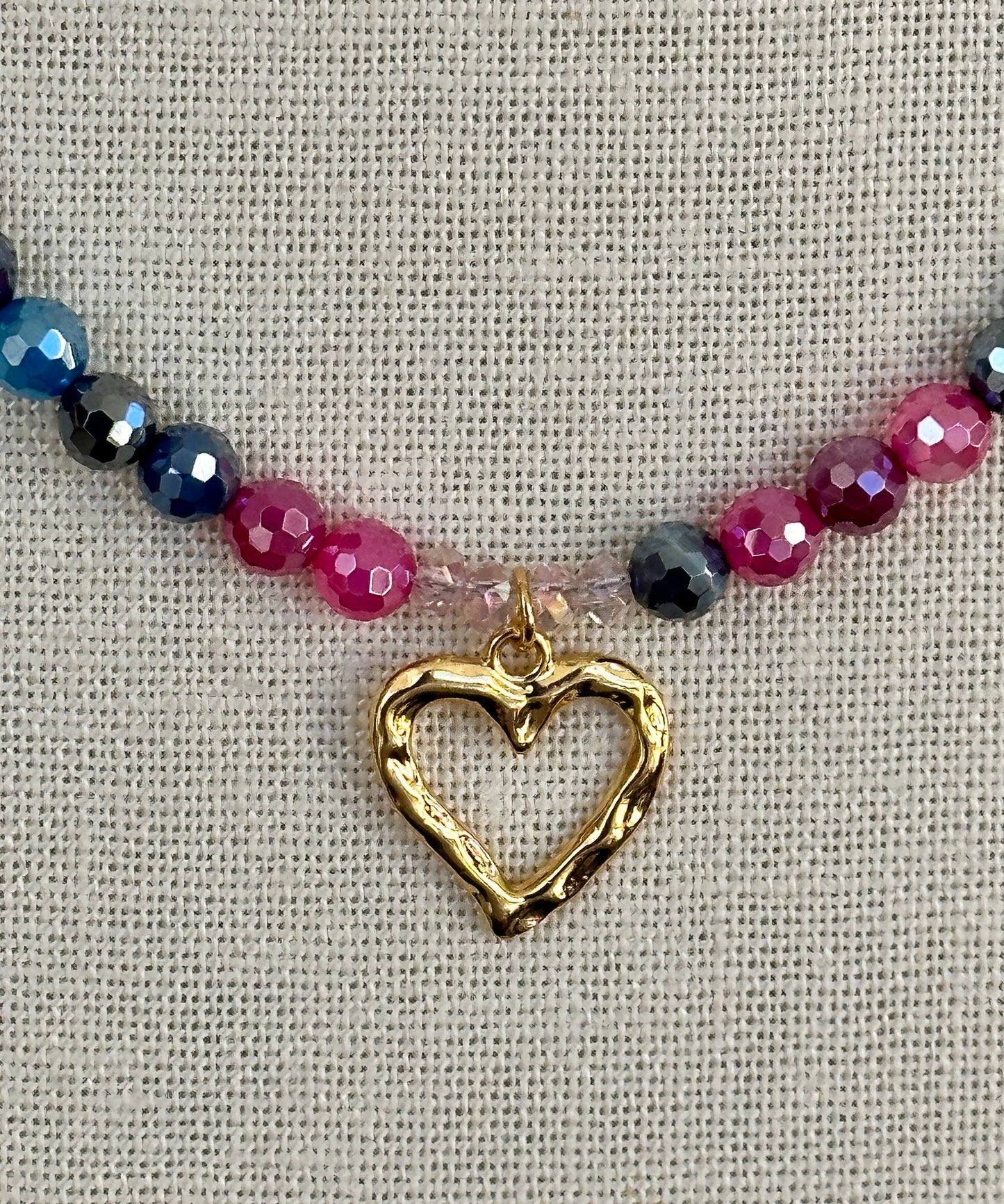 Rainbow Agate Heart Necklace
