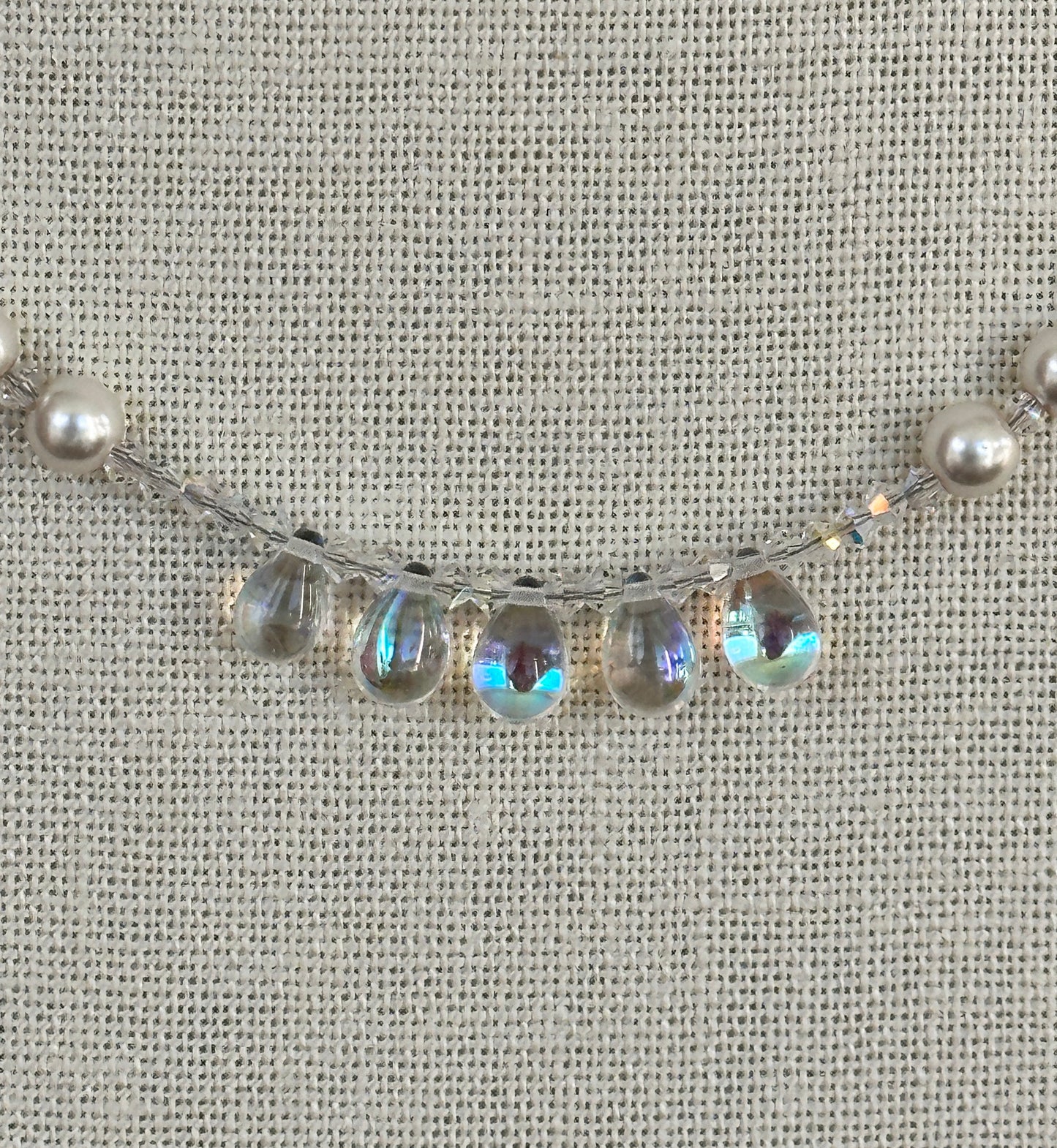 Iridescent Drop Pearl Necklace