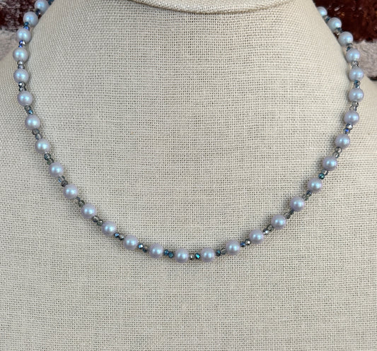 Icy Blue Pearl Necklace