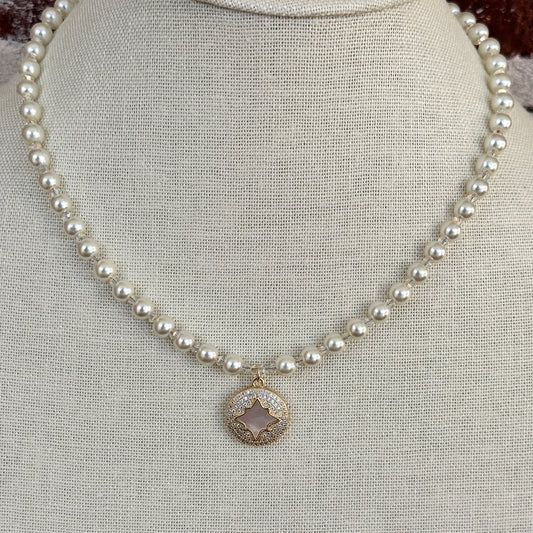 Starlit Mother-of-Pearl Pendant Necklace