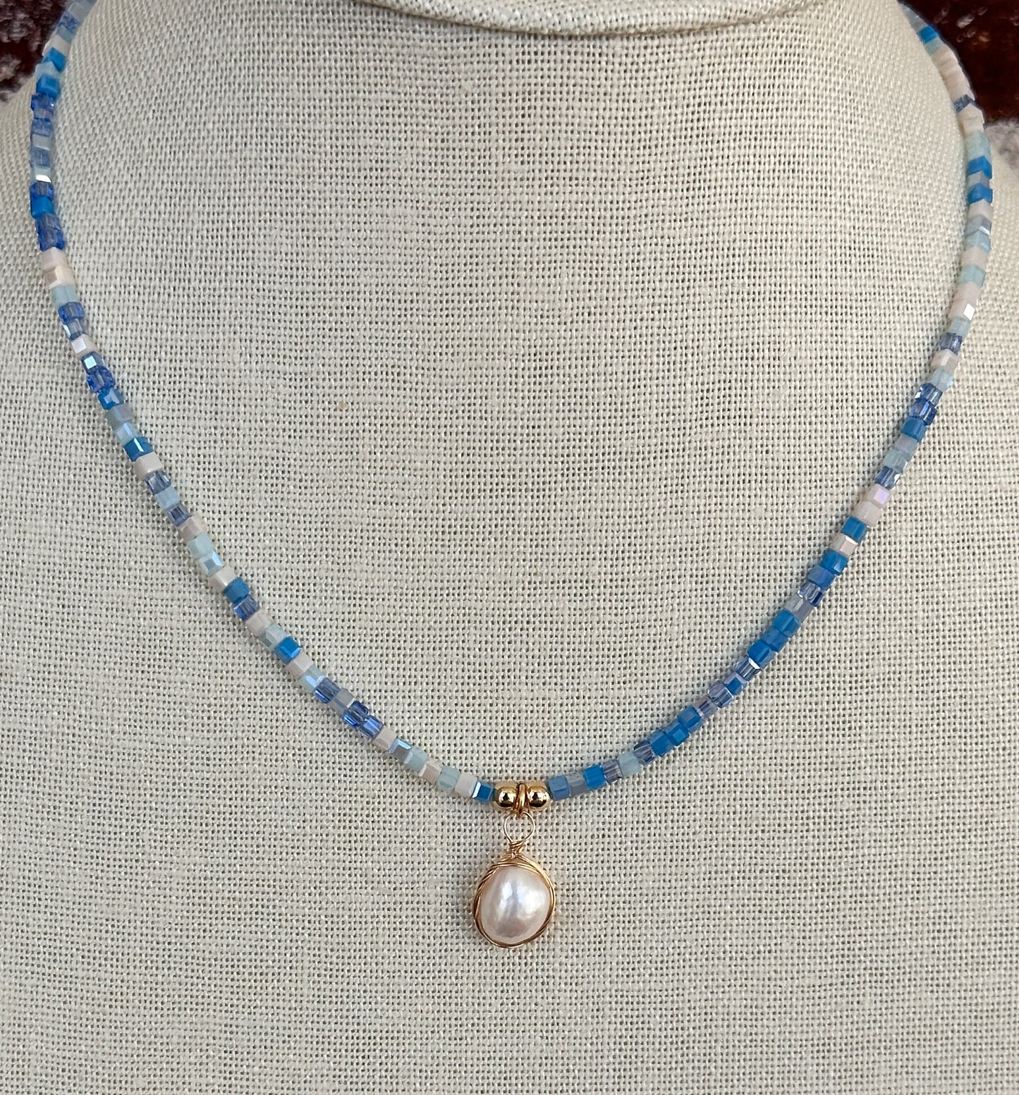 Blue Mist Pearl Necklace