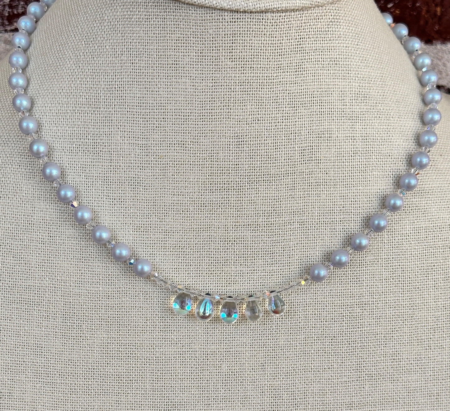 Iridescent Drop Pearl Necklace