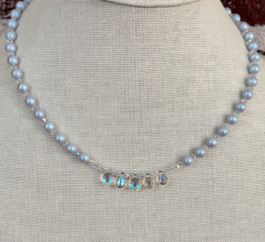 Iridescent Drop Pearl Necklace