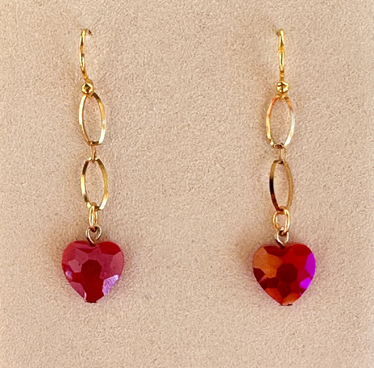 Ruby Heart Link Drops