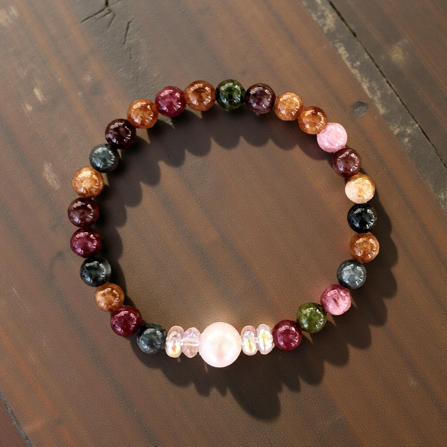 Mylasian Jade Stretch Bracelet with Freshwater Pearl