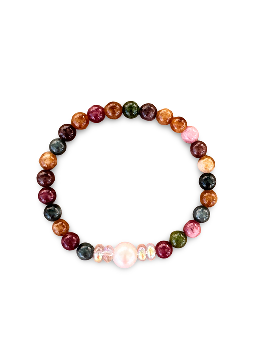 Mylasian Jade Stretch Bracelet with Freshwater Pearl