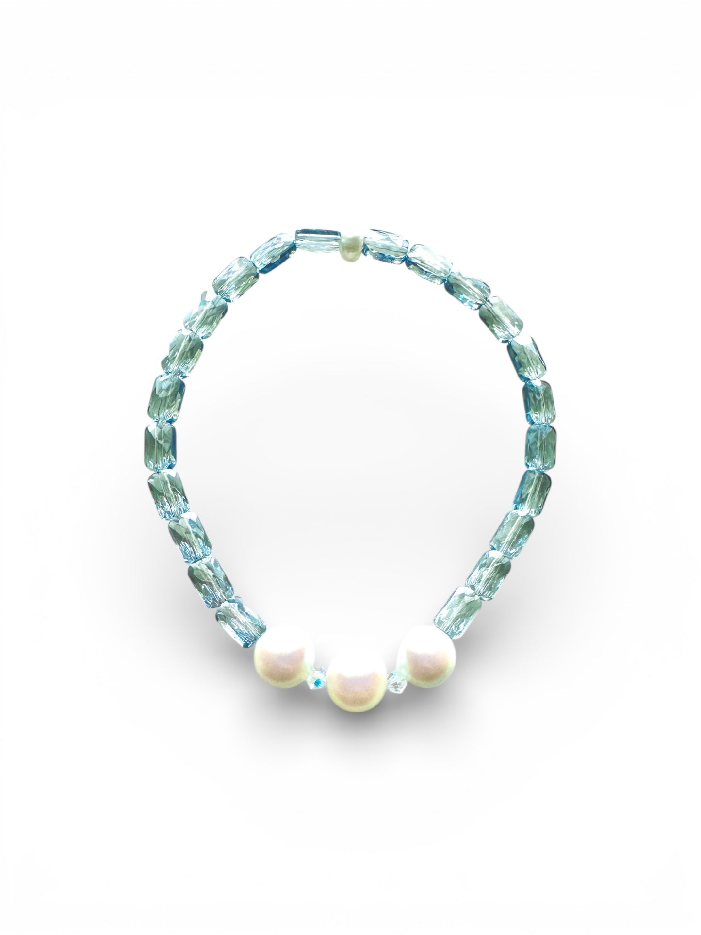 Silver Ice Crystal & Pearl Stretch Bracelet