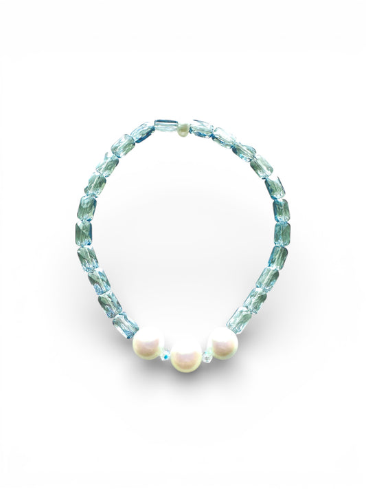 Silver Ice Crystal & Pearl Stretch Bracelet